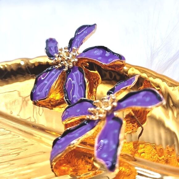 New ZARA tropical flower stud earrings - Picture 5 of 13